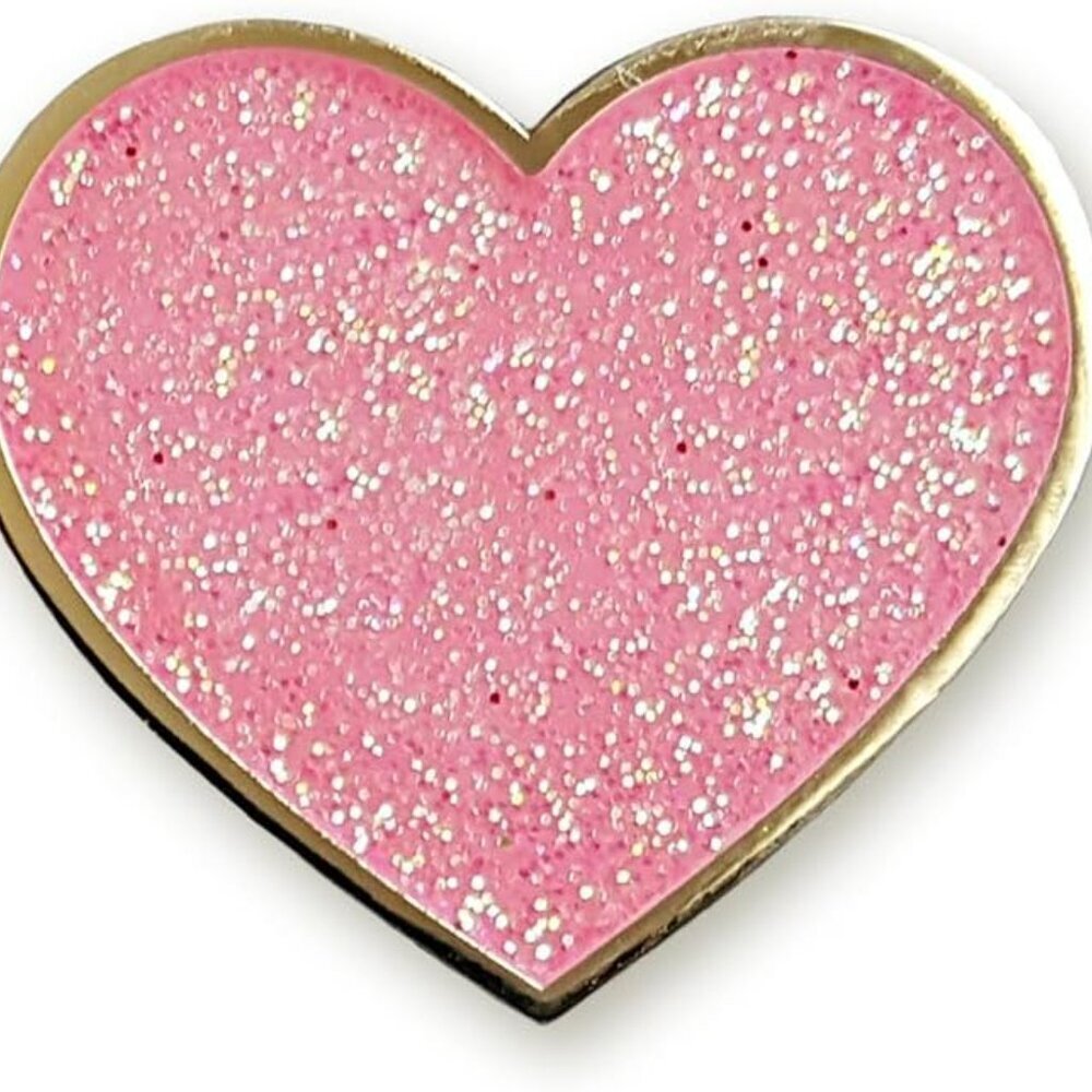 Red Glitter Valentine's Day Heart Enamel Lapel Pin